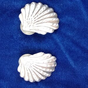Sterling Silver Scallop Shell  Post Earrings